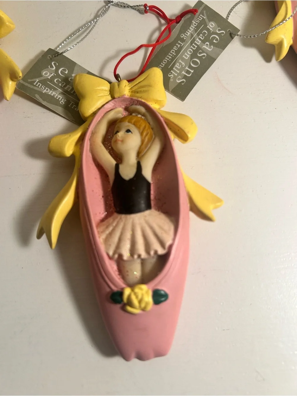 Vintage 2010 Seasons of Cannon Falls Ballerina Ballet Slipper Ornament Set of 4